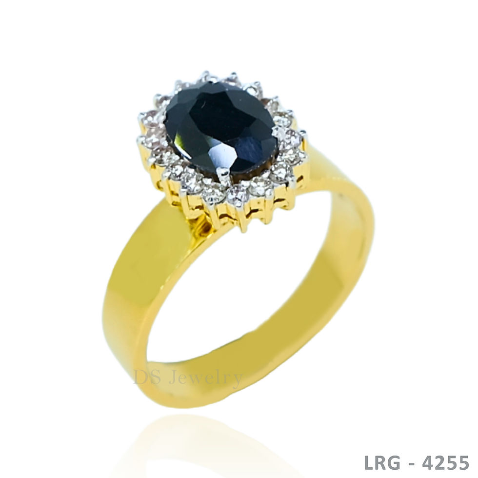Thumbnail: 14K-YG Blue Sapphire Ligid with Diamond Ring