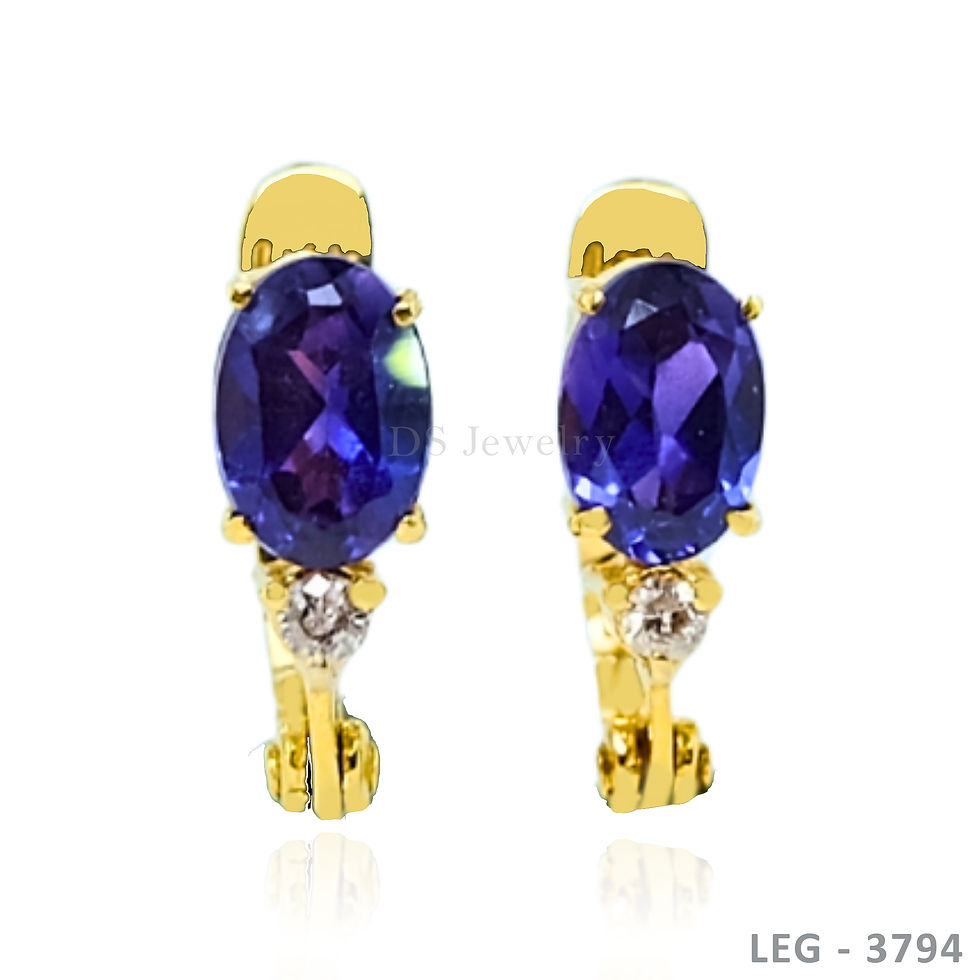 14K-YG Birth Stone Oval with Diamond De Caja Earring