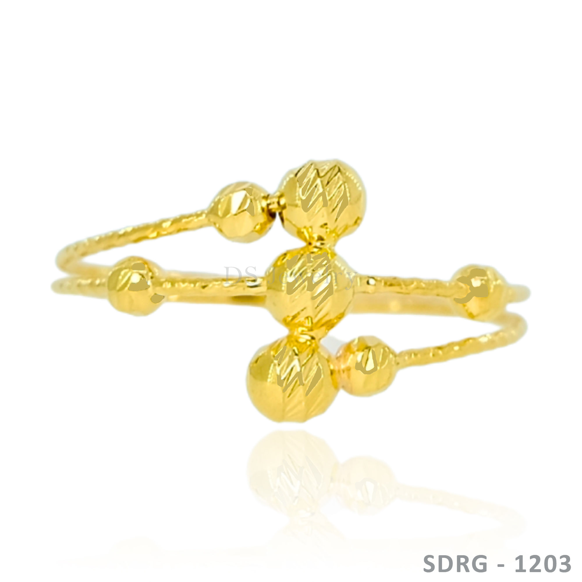 18K-YG Overlapped Ball Ring