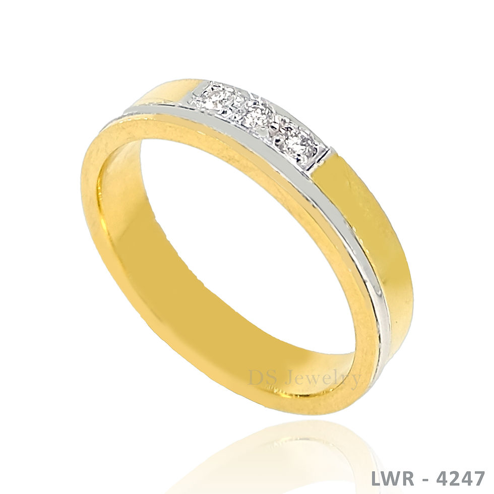 Thumbnail: 14K-YG Sambre Design with 3 Diamond Wedding Ring