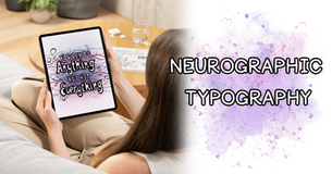 woman looking at Neurographic Typography art on Ipad