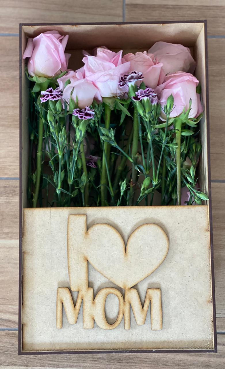 Caja Madera MDF Para Flores Con Aplicación | No Incluye Flores
