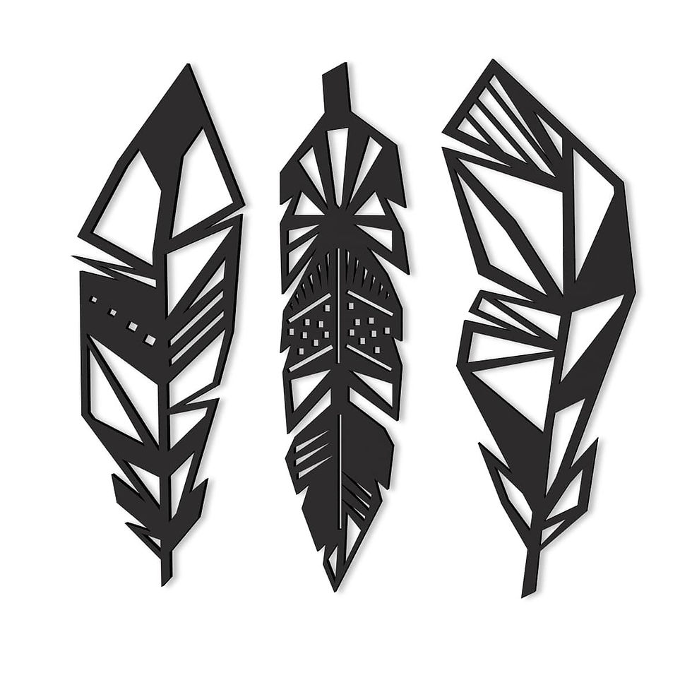 Figura Geométrica Decorativa Plumas Mdf 6mm Pintada 93x88cm