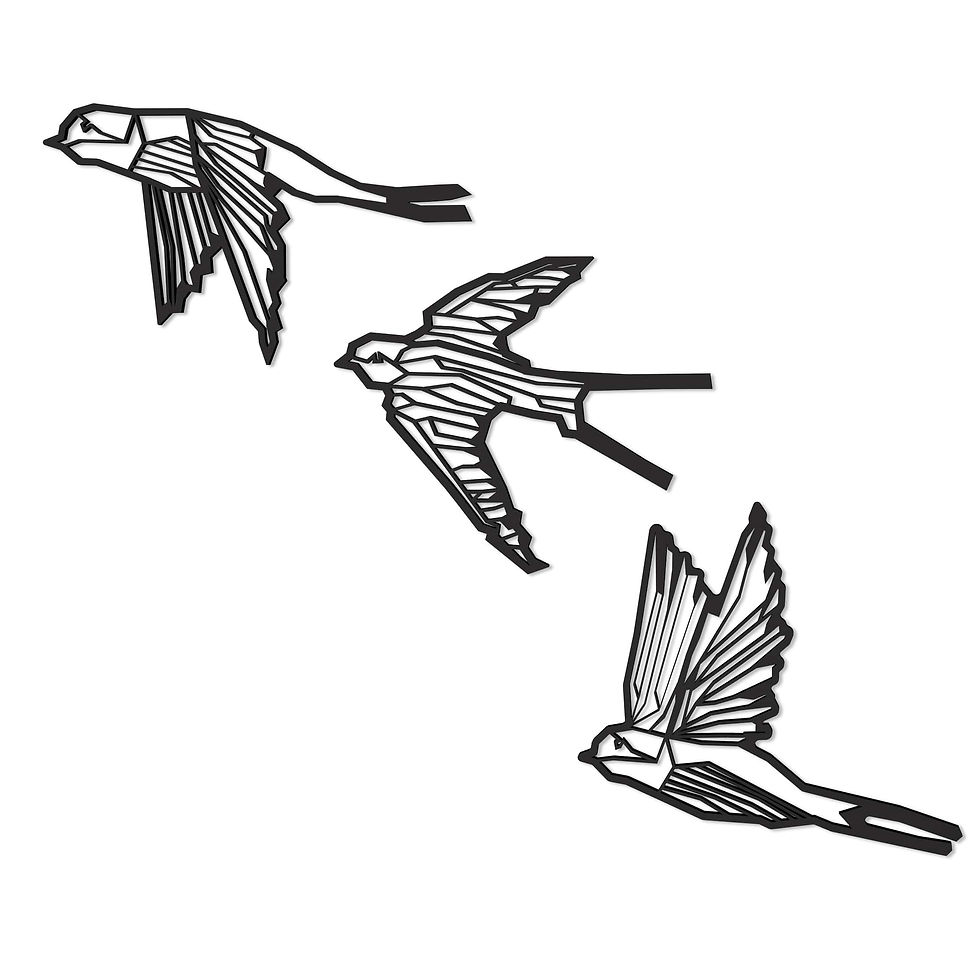 Figura Geométrica Deco Golondrinas Mdf 6mm Pintada 180x167cm