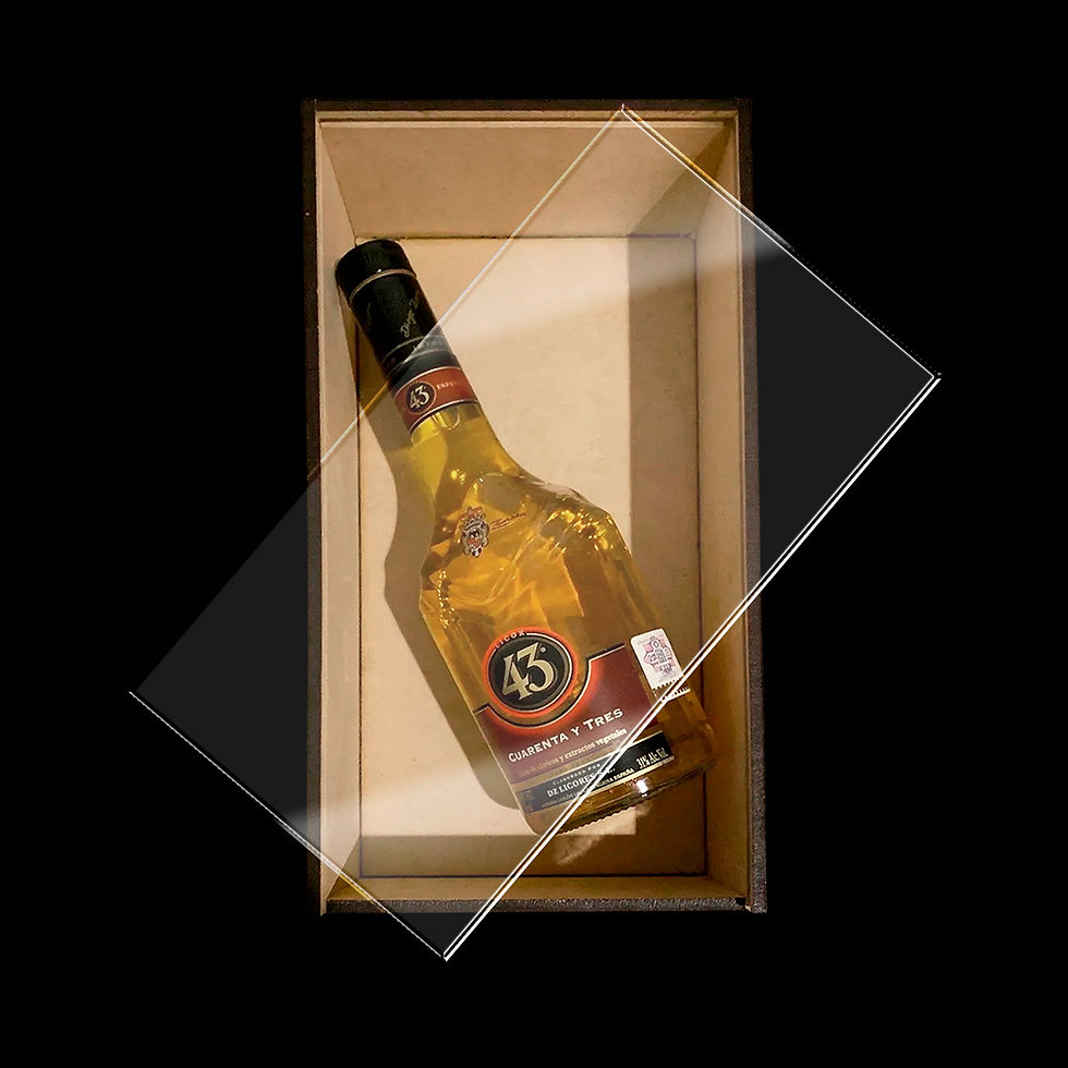 Miniatura: Caja Madera MDF Con Tapa de Acrílico Botella Möet Baileys Vino | Sin Botella