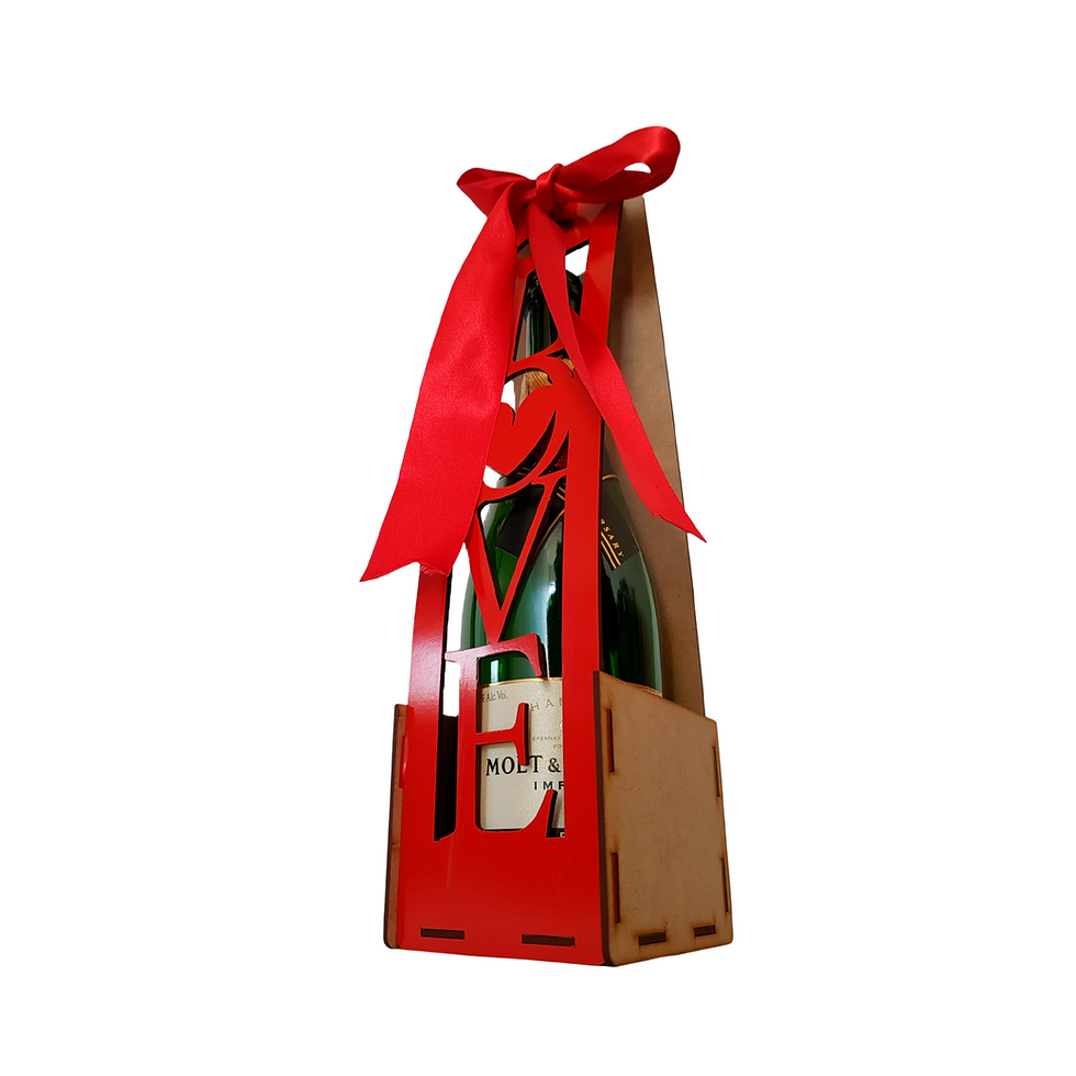 Caja Para Botella De Vino Con Vinil | MDF 3mm | Love | Sin Botella