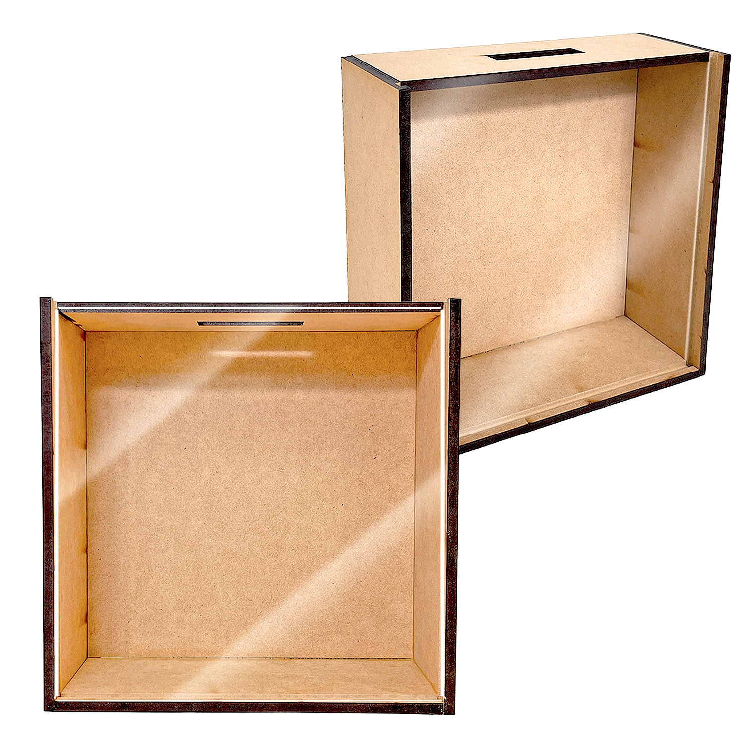 10 Alcancías Madera 30x30x7cm MDF 6mm con Tapa de Acrílico