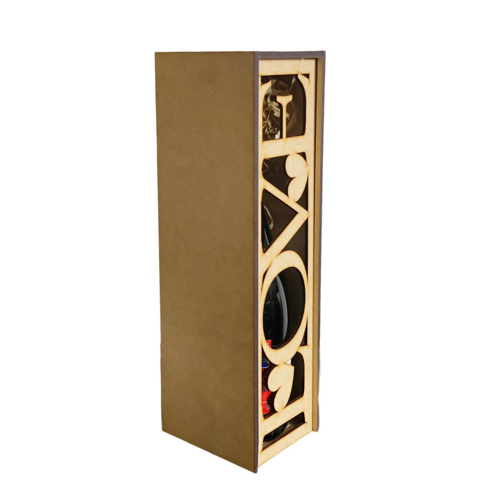 Miniatura: Caja Para Botella De Vino Tapa Corrediza Love Horizontal | MDF 6mm | Sin Botella
