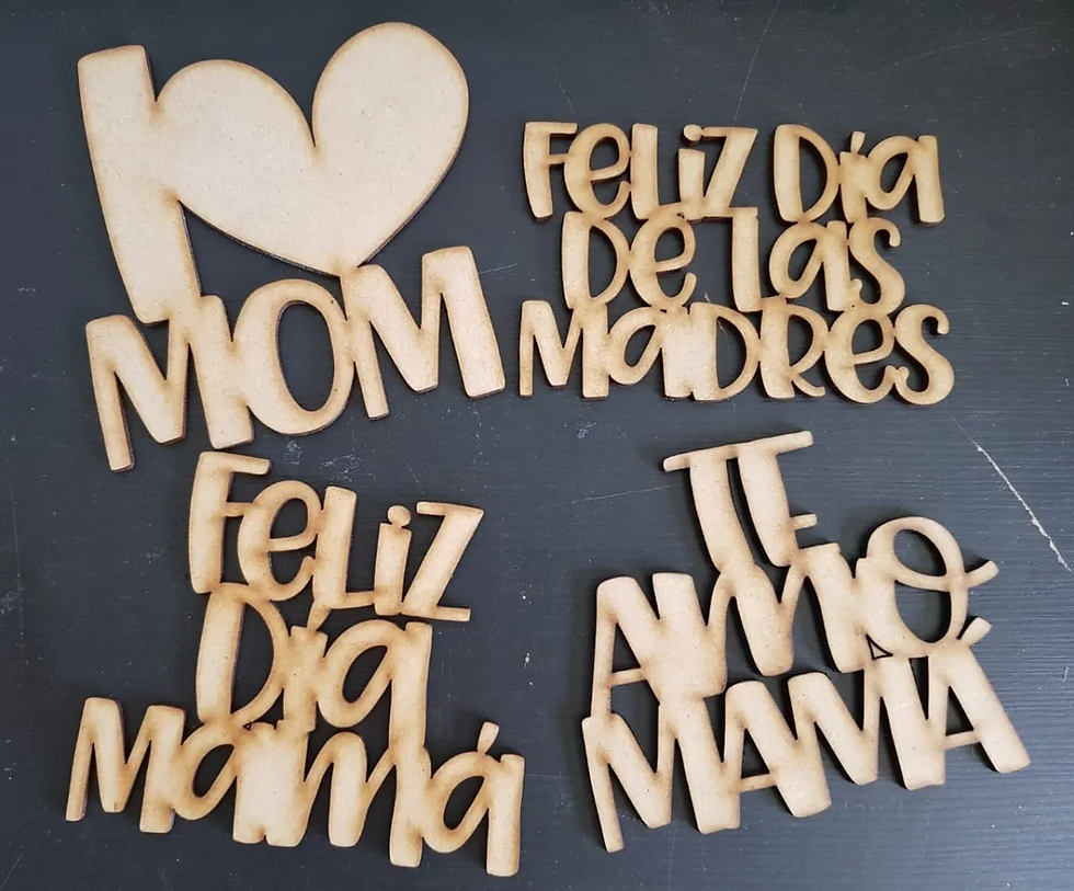 Miniatura: Paquete De Letreros Mamá MDF 12cm Decoración Adorno 8pz C/u