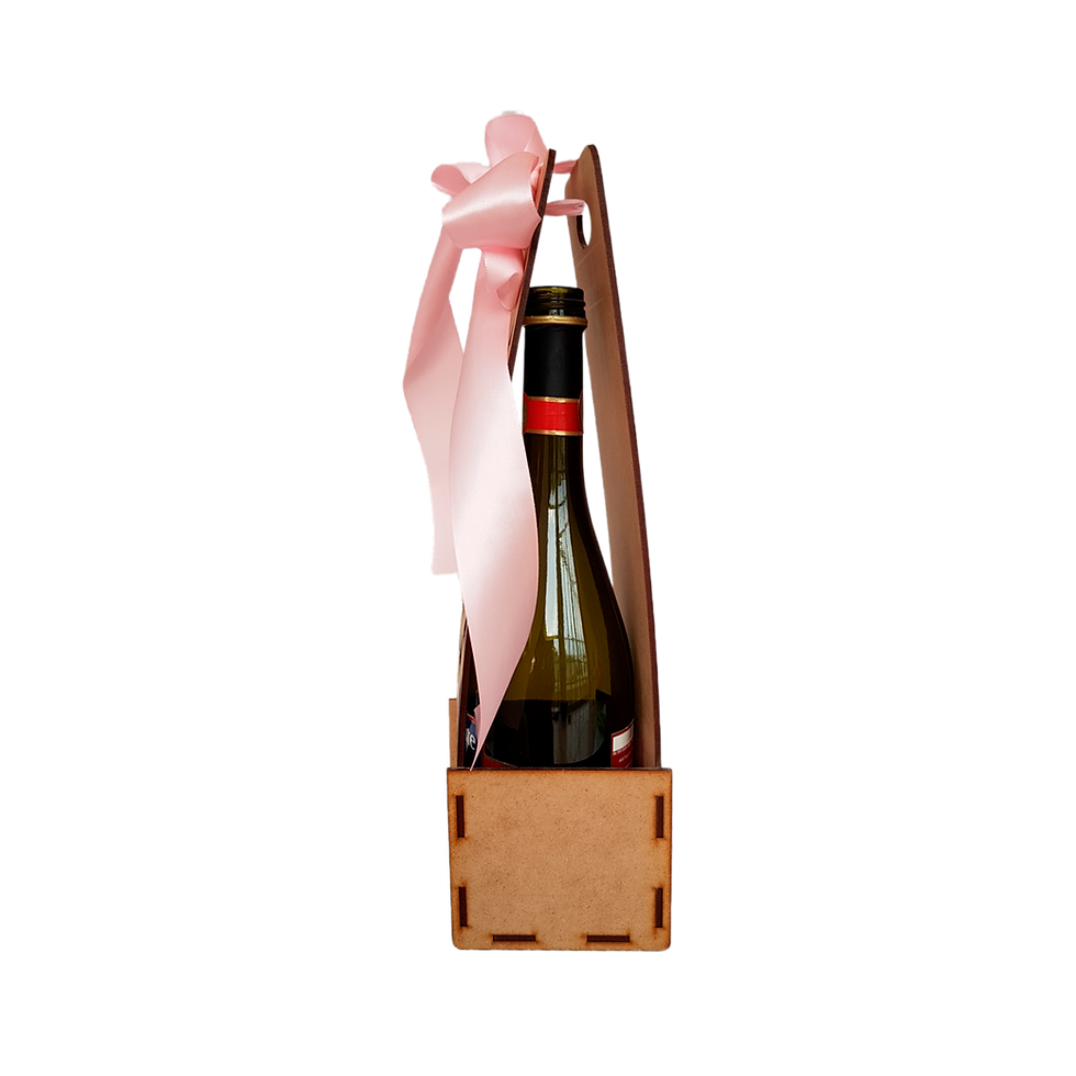 Miniatura: Caja Para Botella De Vino | MDF 3mm | Corazones | Sin Botella