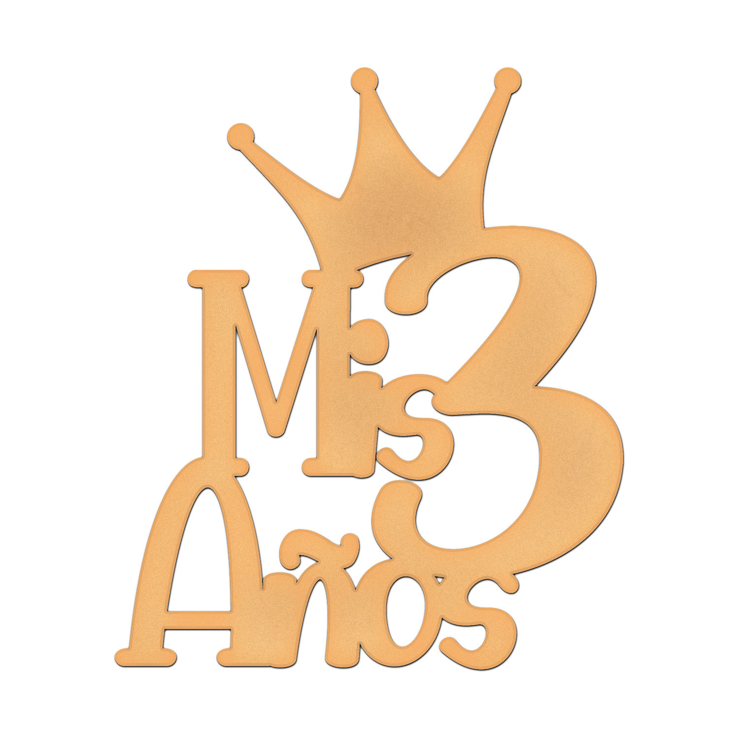 Letrero Decoración Cumpleaños Mis 3 Años 60cm Mdf 6mm