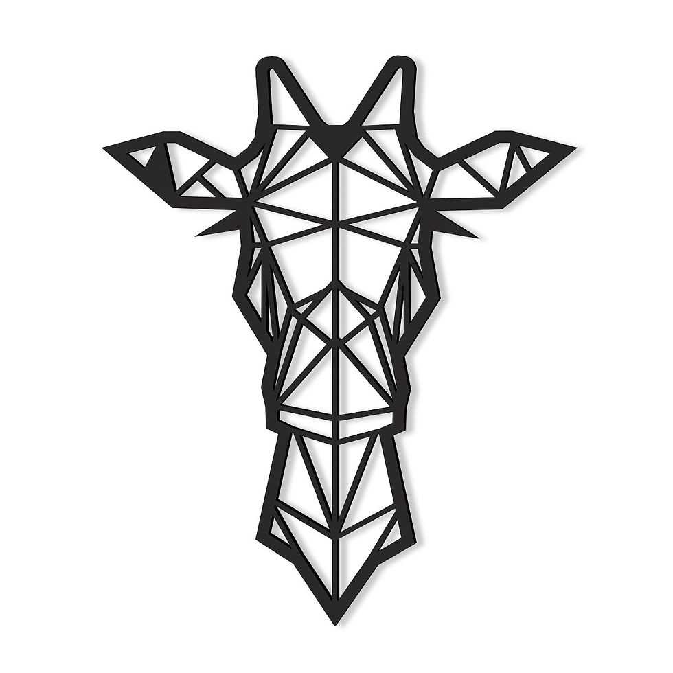 Figura Geométrica Decorativa Jirafa Mdf 6mm Pintada 75x62cm