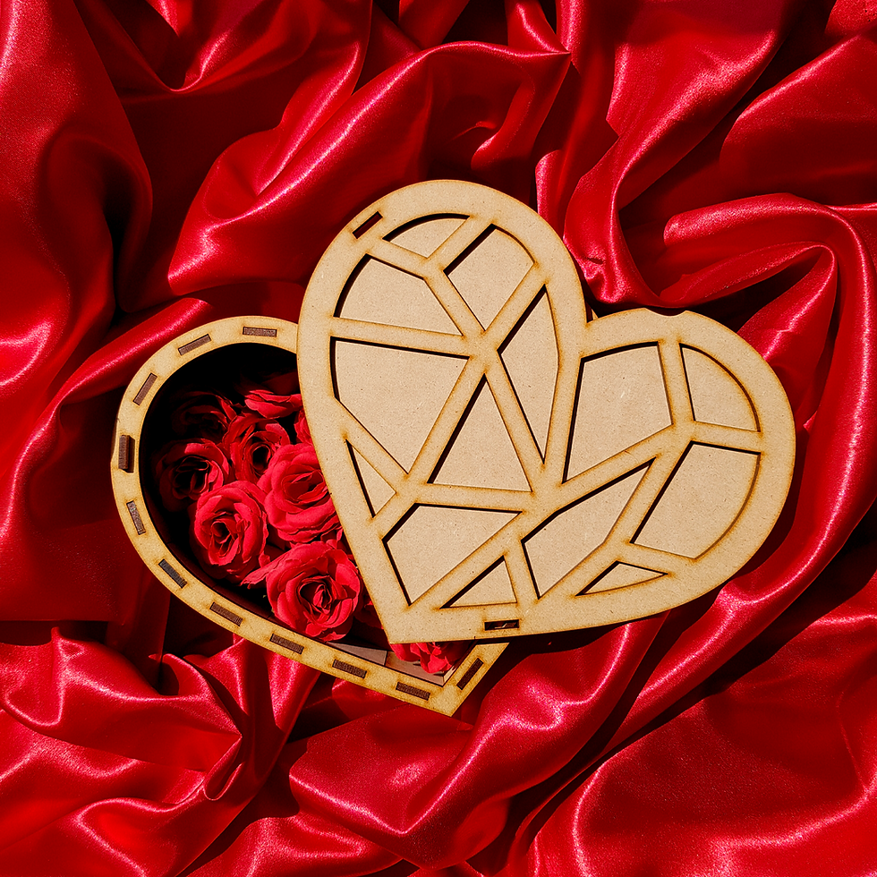 Miniatura: Caja Madera Mdf Corazón Vitral Para Regalo Dulces Chocolates
