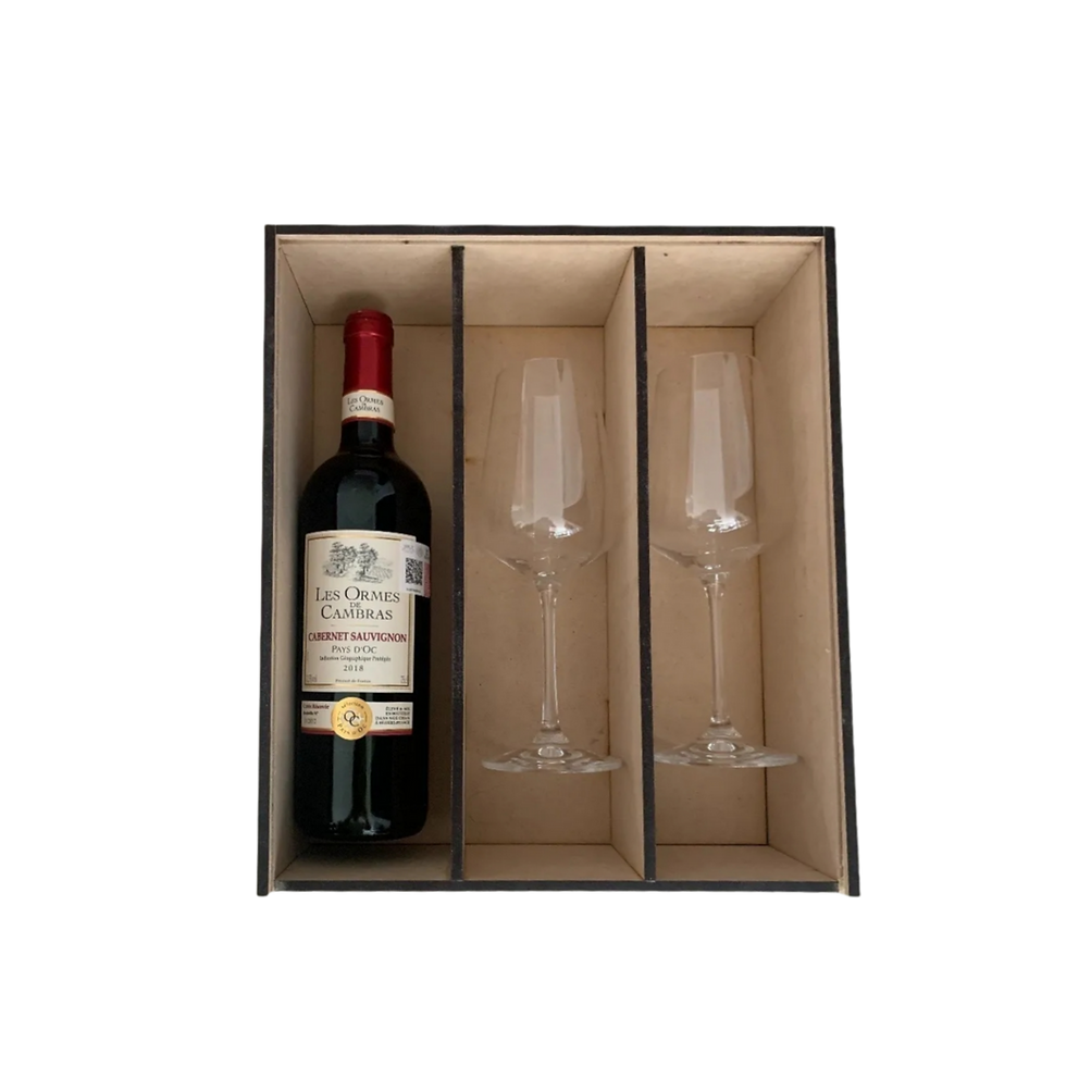 Miniatura: Caja MDF Para Vino y 2 Copas Con Grabado | Sin Botella | Sin Copas | Para Papá
