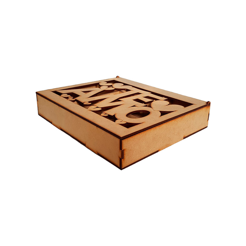 Miniatura: Caja Te Amo Madera MDF 3mm con 9 Divisiones 20x24x4cm