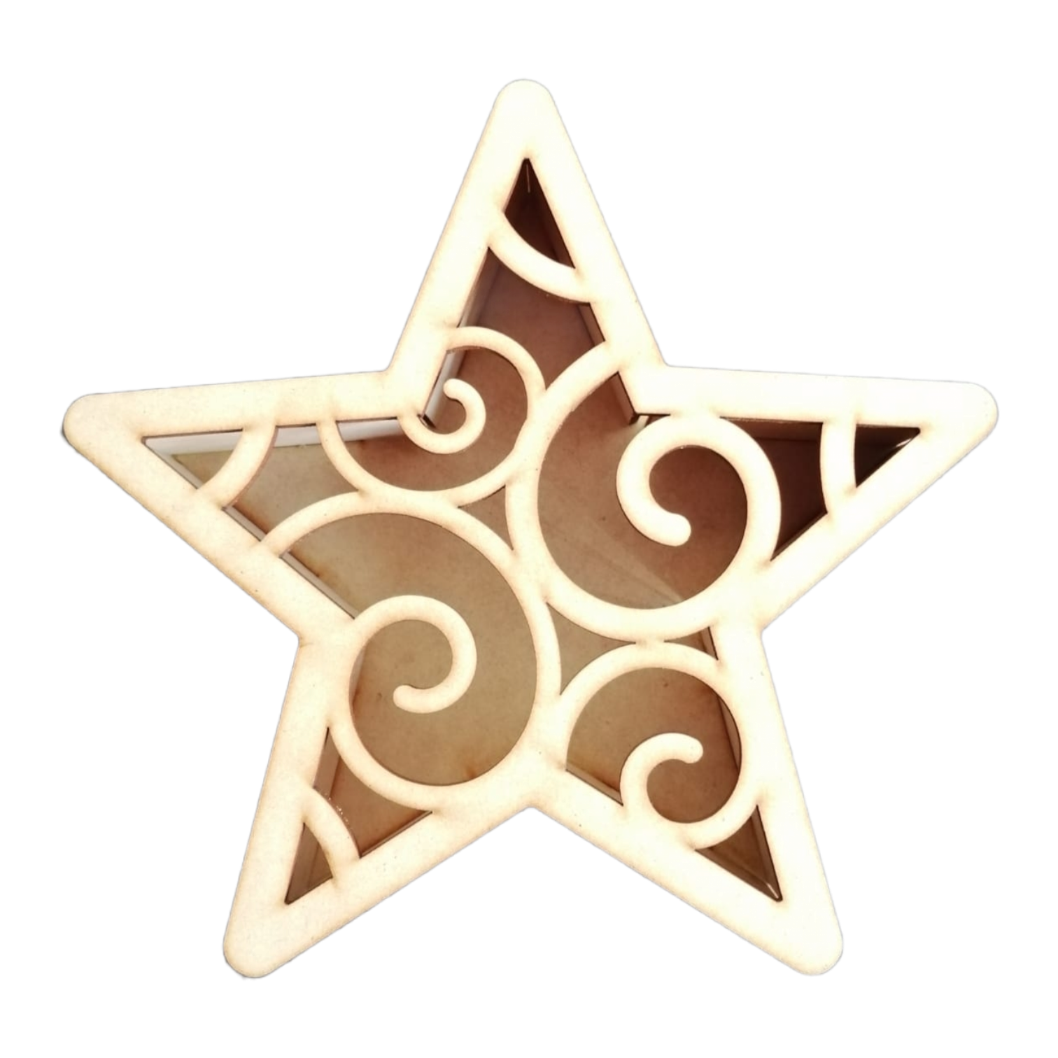 Caja Mdf Estrella Regalo Navidad Diseño De Espirales
