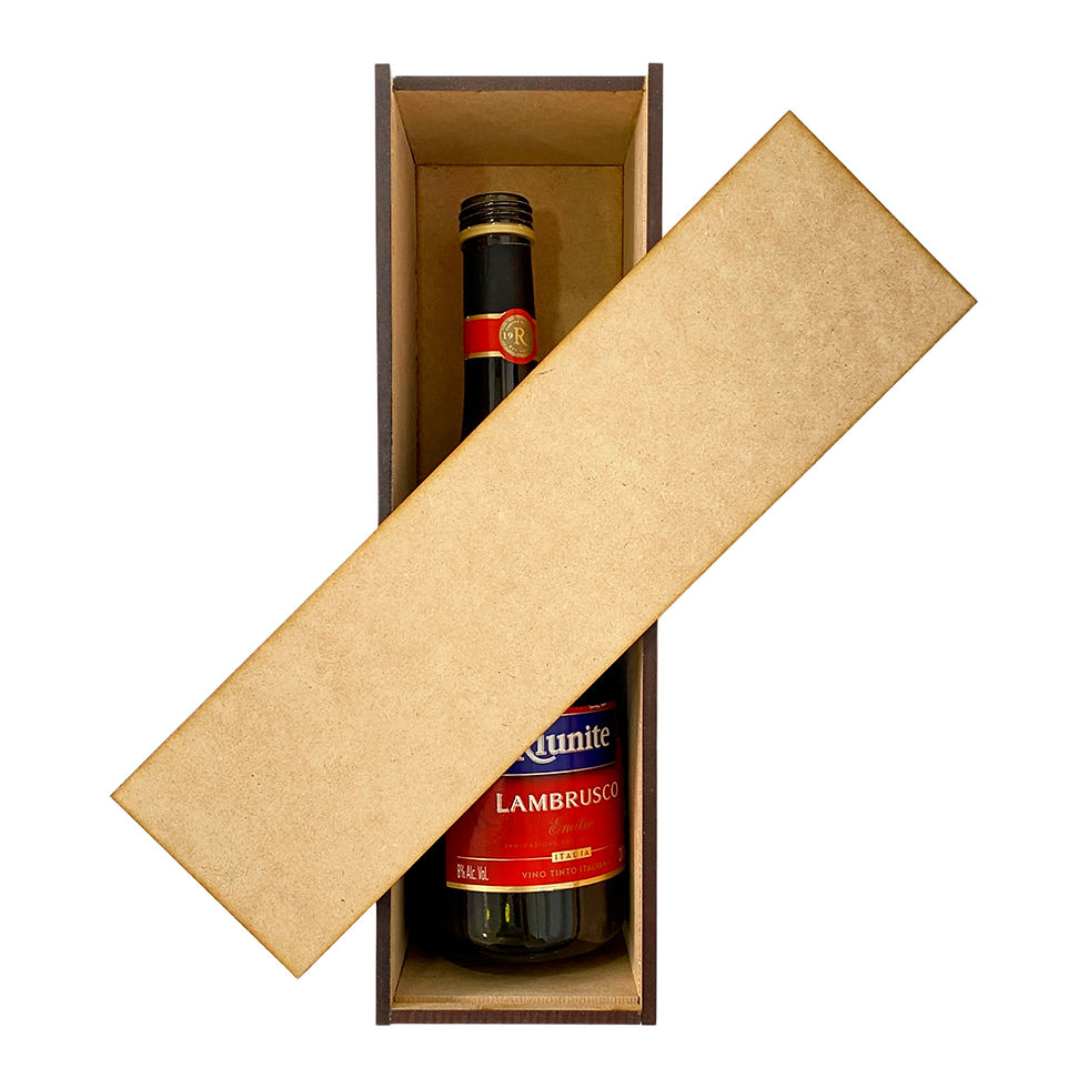 Miniatura: Caja Para una Botella de Vino MDF Tapa Corrediza | Sin Botella