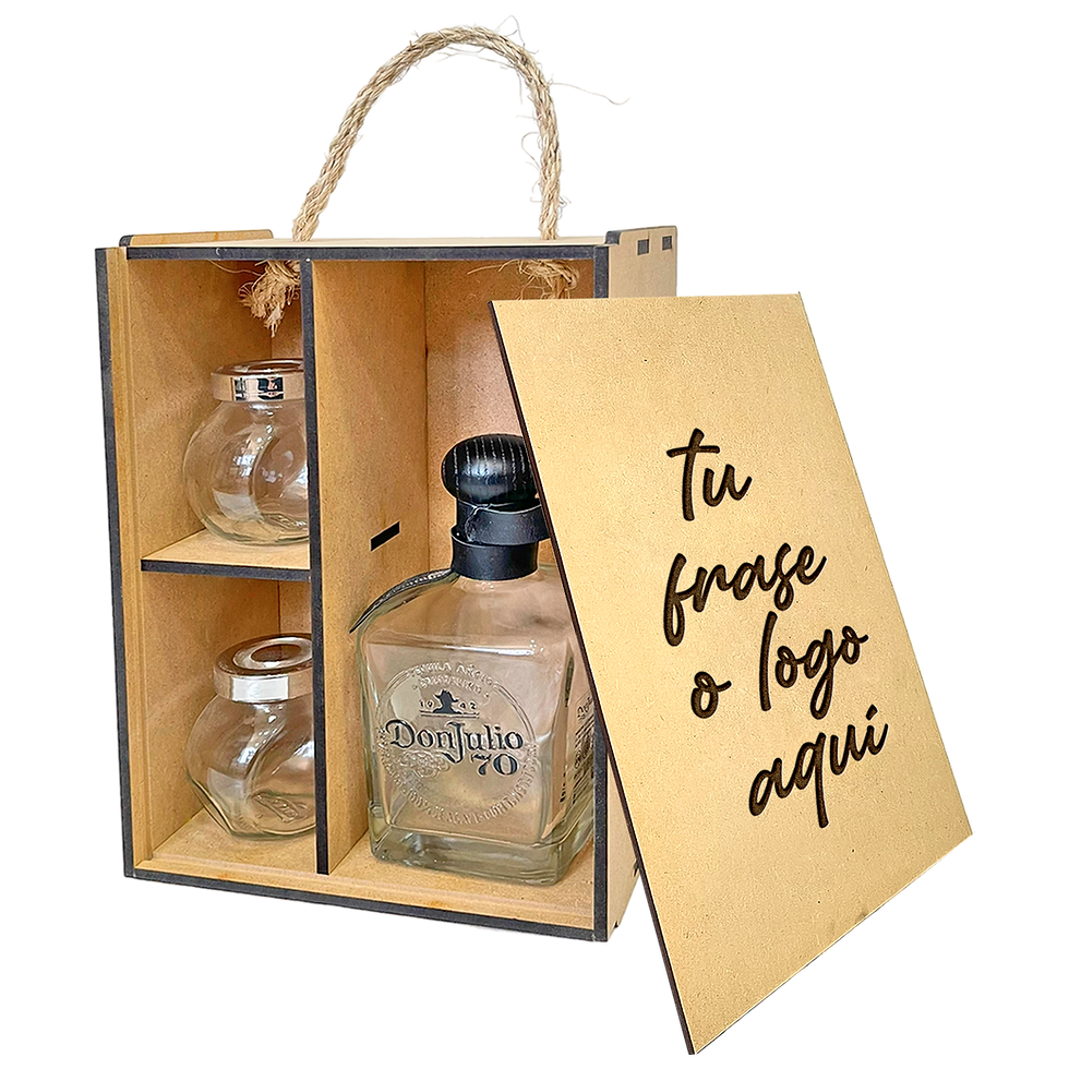 Caja MDF Con Mecate Grabada Para Botella Don Julio 70 | Sin Botella | Para Papá