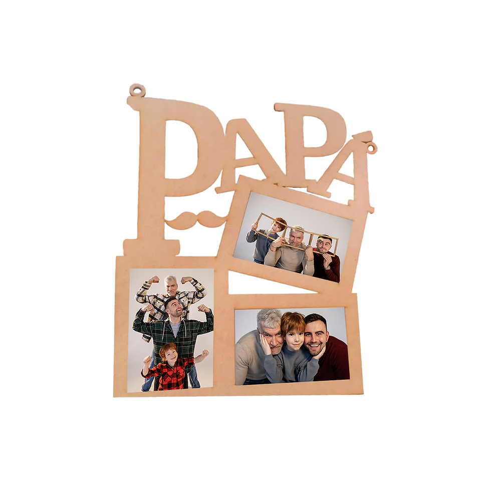 Portarretrato Papá 3 Fotos MDF en 3mm