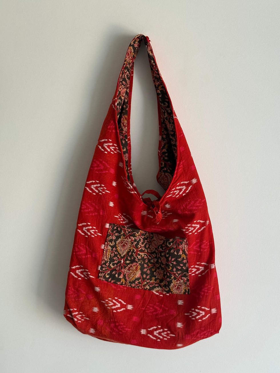 Thumbnail: Red Kalamkari Reversible Slouchy Bag