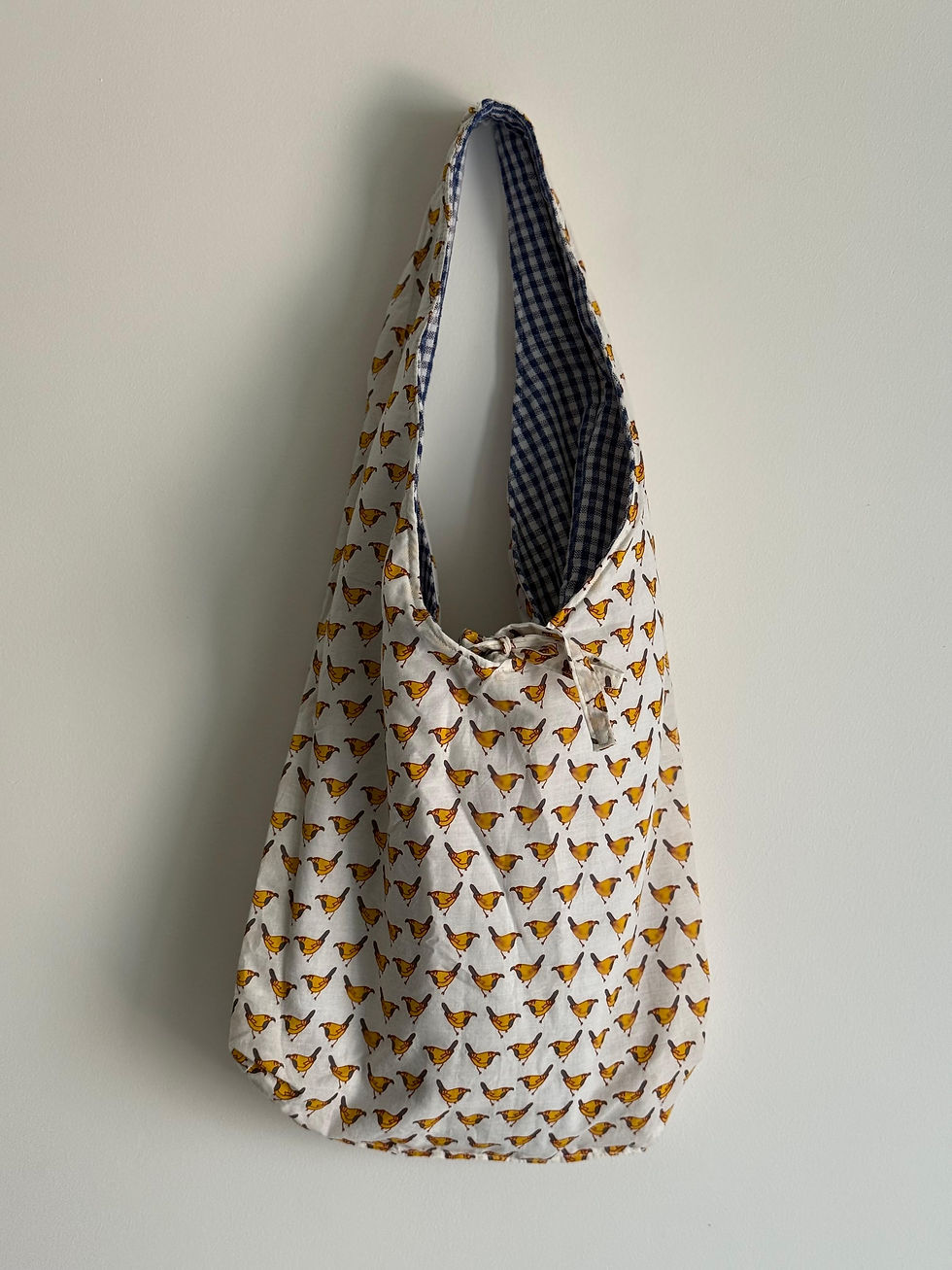 Thumbnail: Blue Gingham reversible slouchy bag