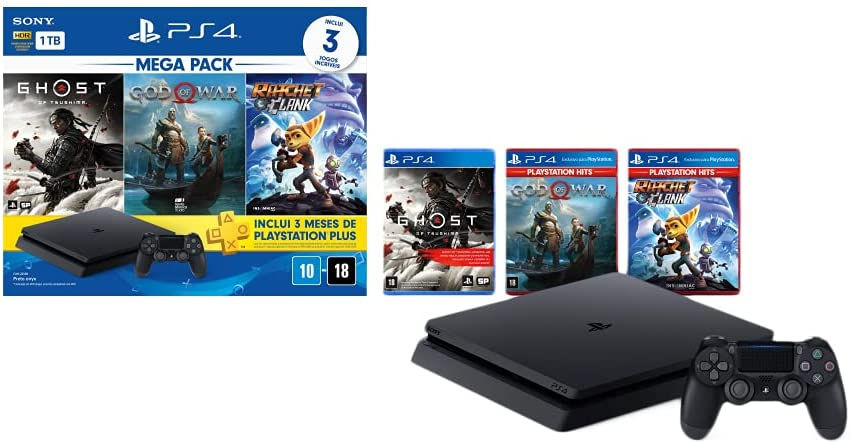 Miniatura: Console PlayStation 4 Mega Pack 18 - Ghost of Tsushima, God of War e Ratchet &
