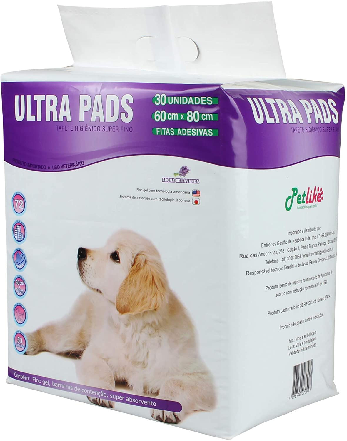Tapete Higiênico para Cães Ultra Pads Aroma de Lavanda 80cmx60cm 30und