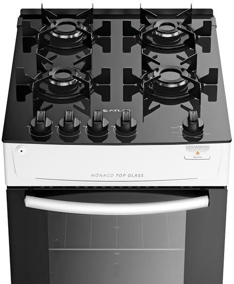Miniatura: Fogão Atlas 4 Bocas branco Mônaco Top Glass com Acendimento automático - Bivolt
