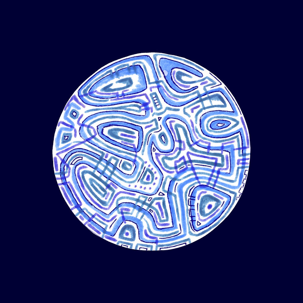 Thumbnail: Blue Circles Set - 3 x Individual Giclee Art Prints