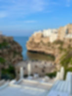 Cliffs and restaurants in Pulia Adriatic sea view