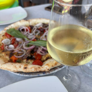 Local pizza and wine from Aeolian Islands