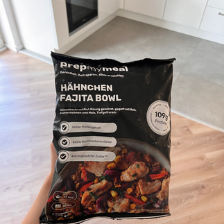 Prepmymeal XL Fajita Bowl in Verpackung tiefgefroren