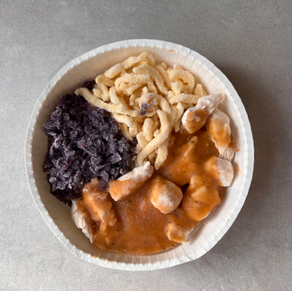prepmymeal Gericht Hähnchen, Rotkohl und Spätzle in Schale gefroren