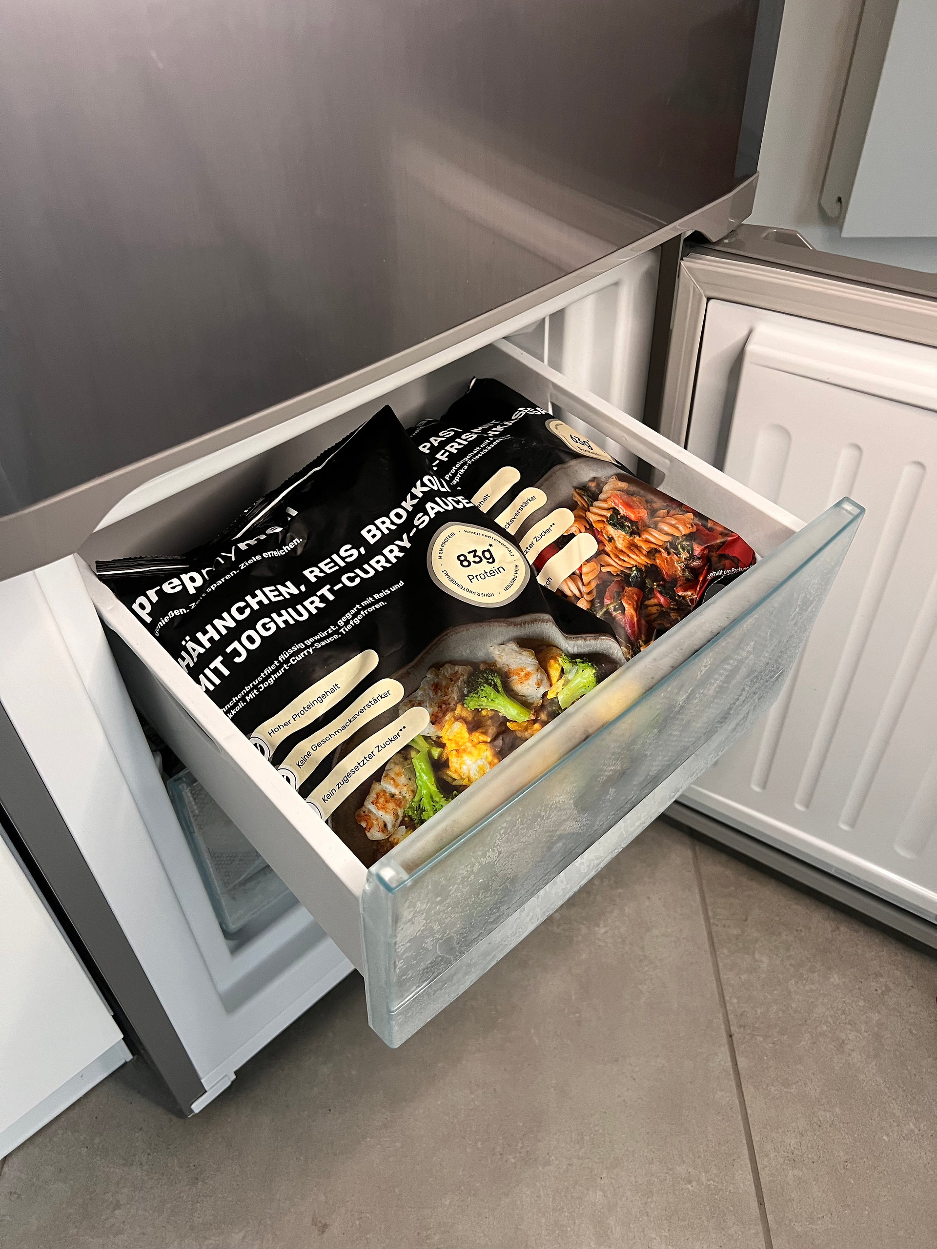 Tiefkühlschrank mit prepmymeal XL Tüten