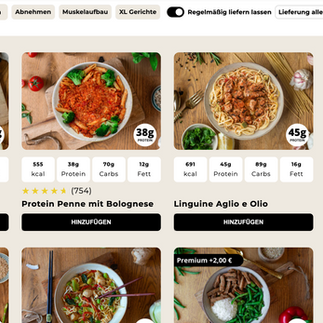 prepmymeal, vielfältige Auswahl