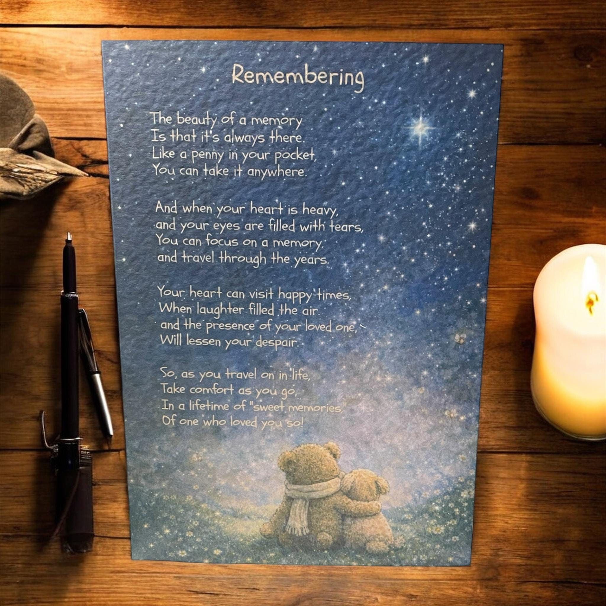 A4/A5 Sympathy Card, Starry Night Remembrance, Bereavement Condolence, In Loving