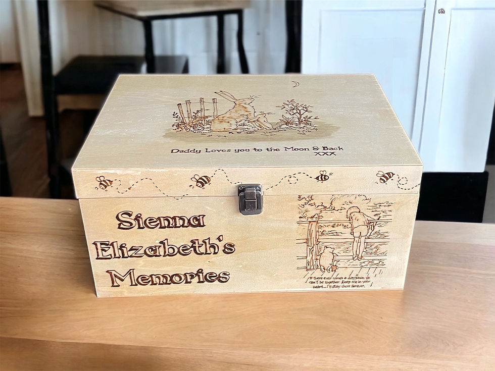 XL Custom Designed Hand Burned Winnie the Pooh Inspired Keepsake/memory Box - image 1