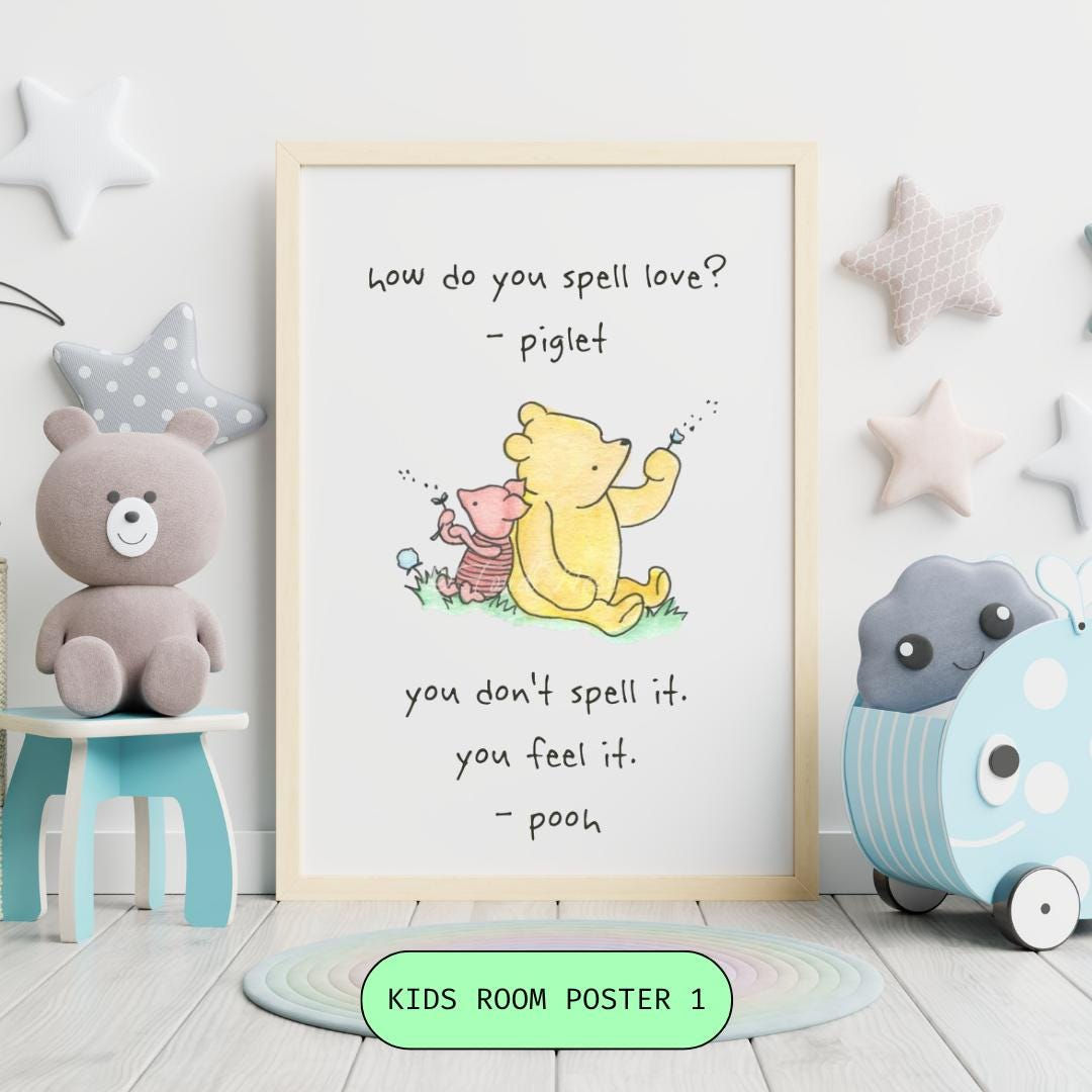 Winnie the Pooh Nursery Print: Classic Pooh Quotes, Bedroom Wall Art