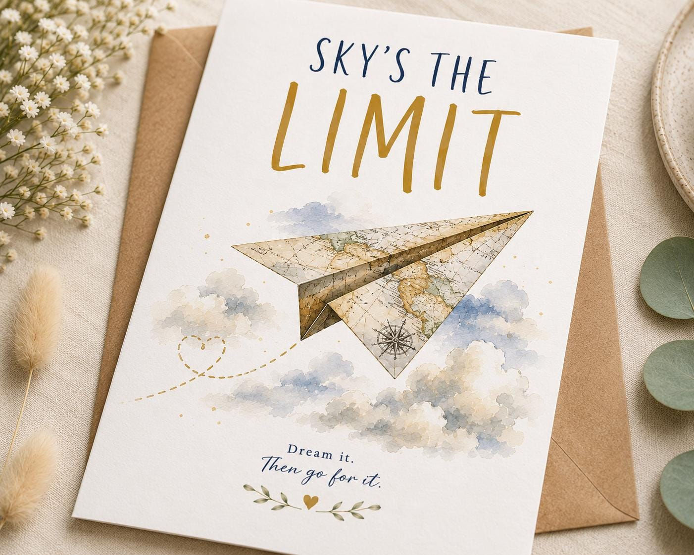 Sky's The Limit Card | Inspirational | Encouragement Card | Positive Thinking |