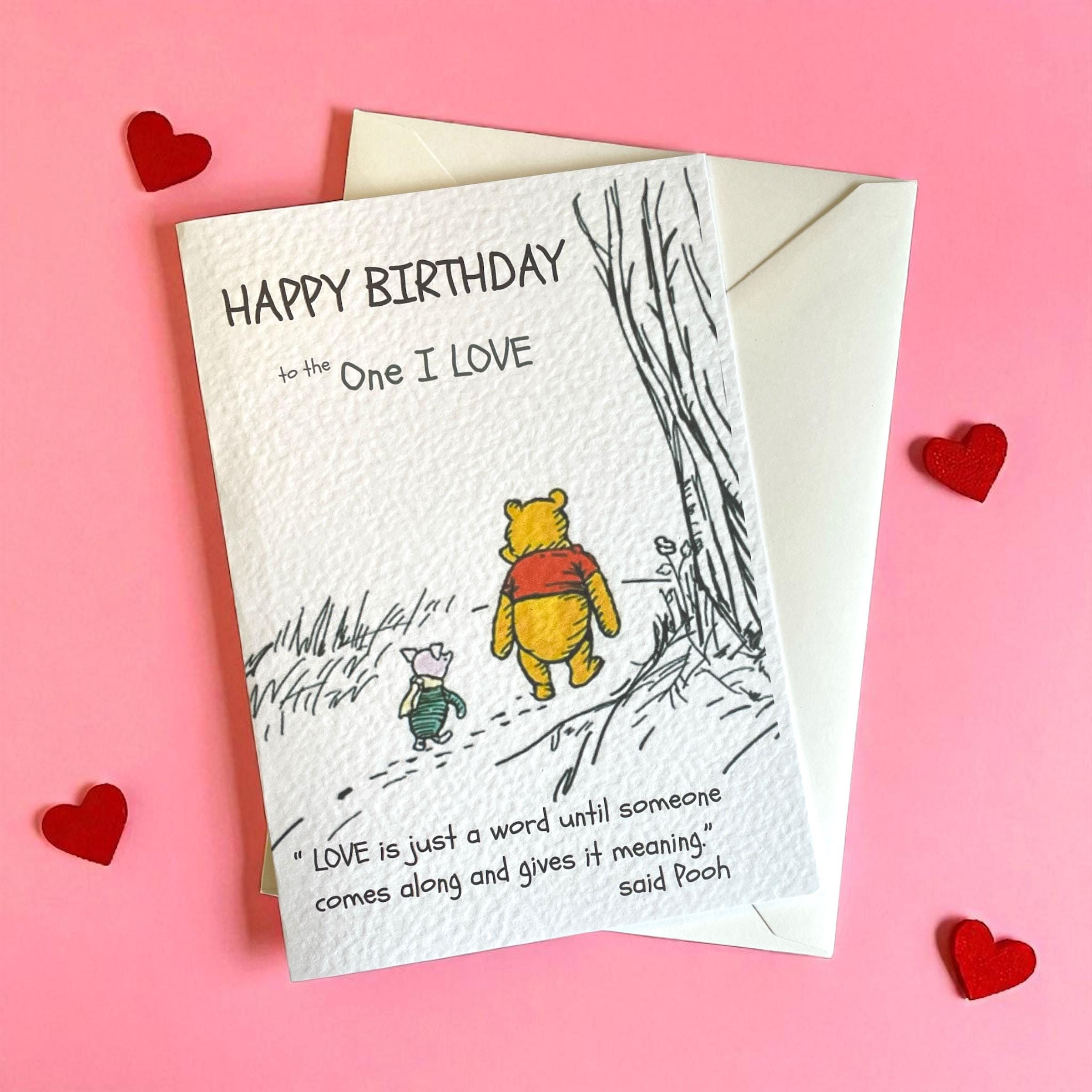 Personalized Winnie the Pooh Birthday Card: Love is Just A Word...Handmade Anniv