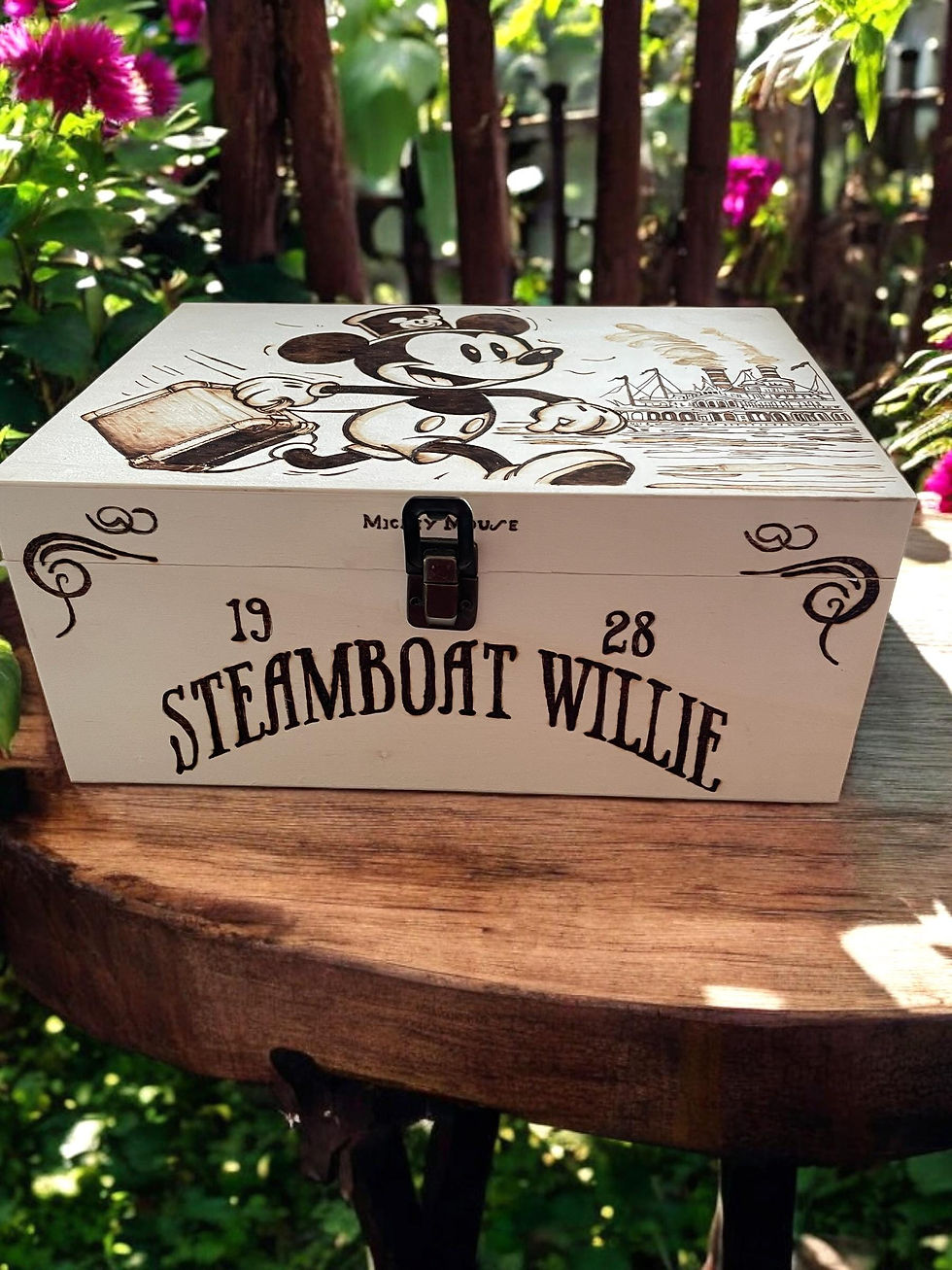 Large Custom Designed Hand Burned Steamboat Willie/Mickey Mouse - image 2