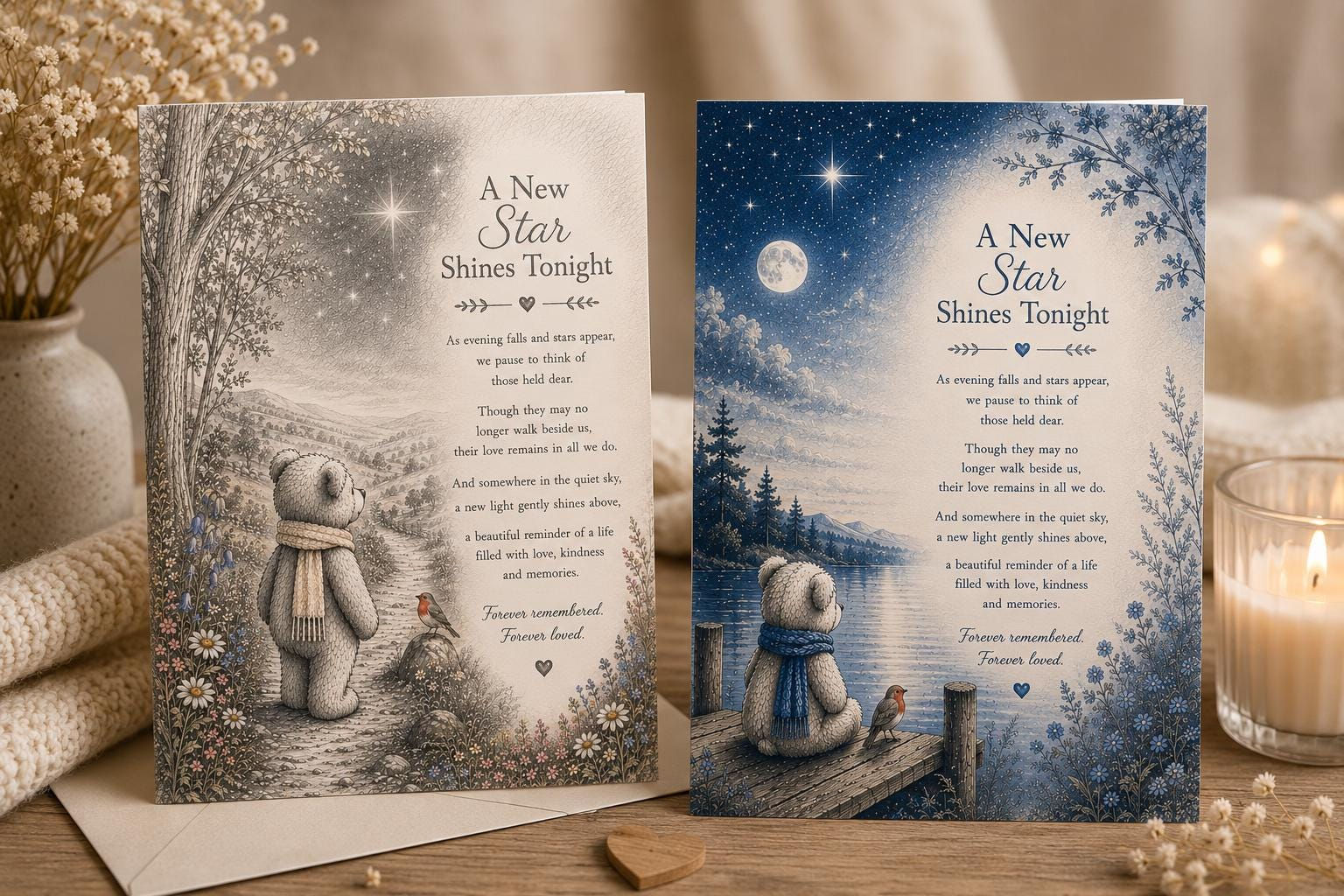Bereavement Card – A New Star Shines Tonight | Sympathy Card | Loss of Loved One