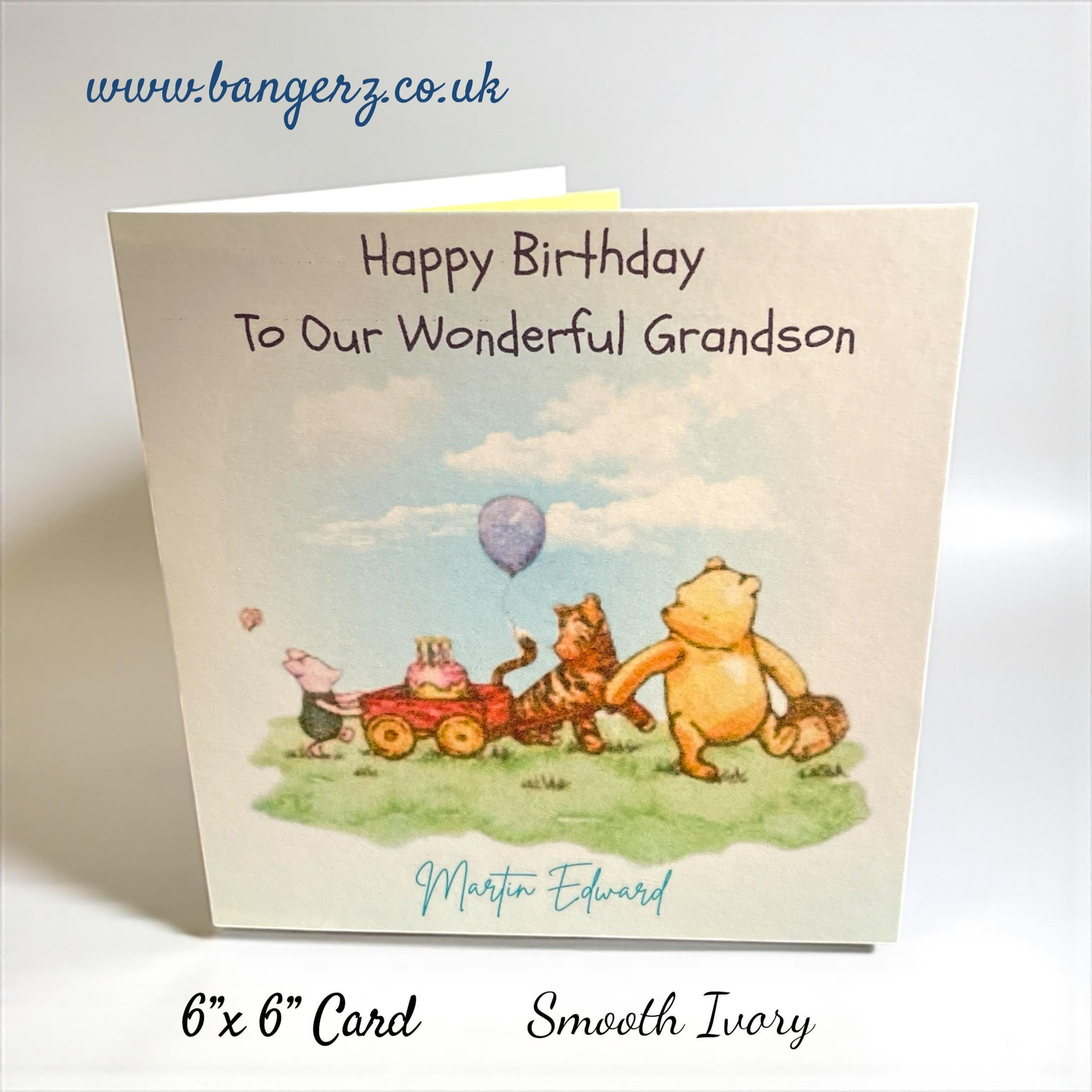 Personalized Winnie the Pooh Grandchild Birthday Card: Classic Pooh Design
