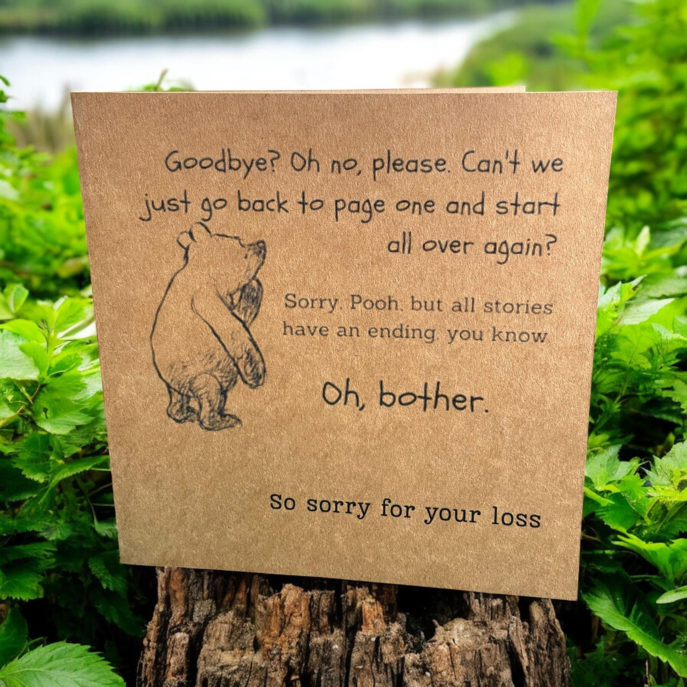 Winnie the Pooh Sympathy Card: Oh No! Can we start again Handmade Bereavement Ca
