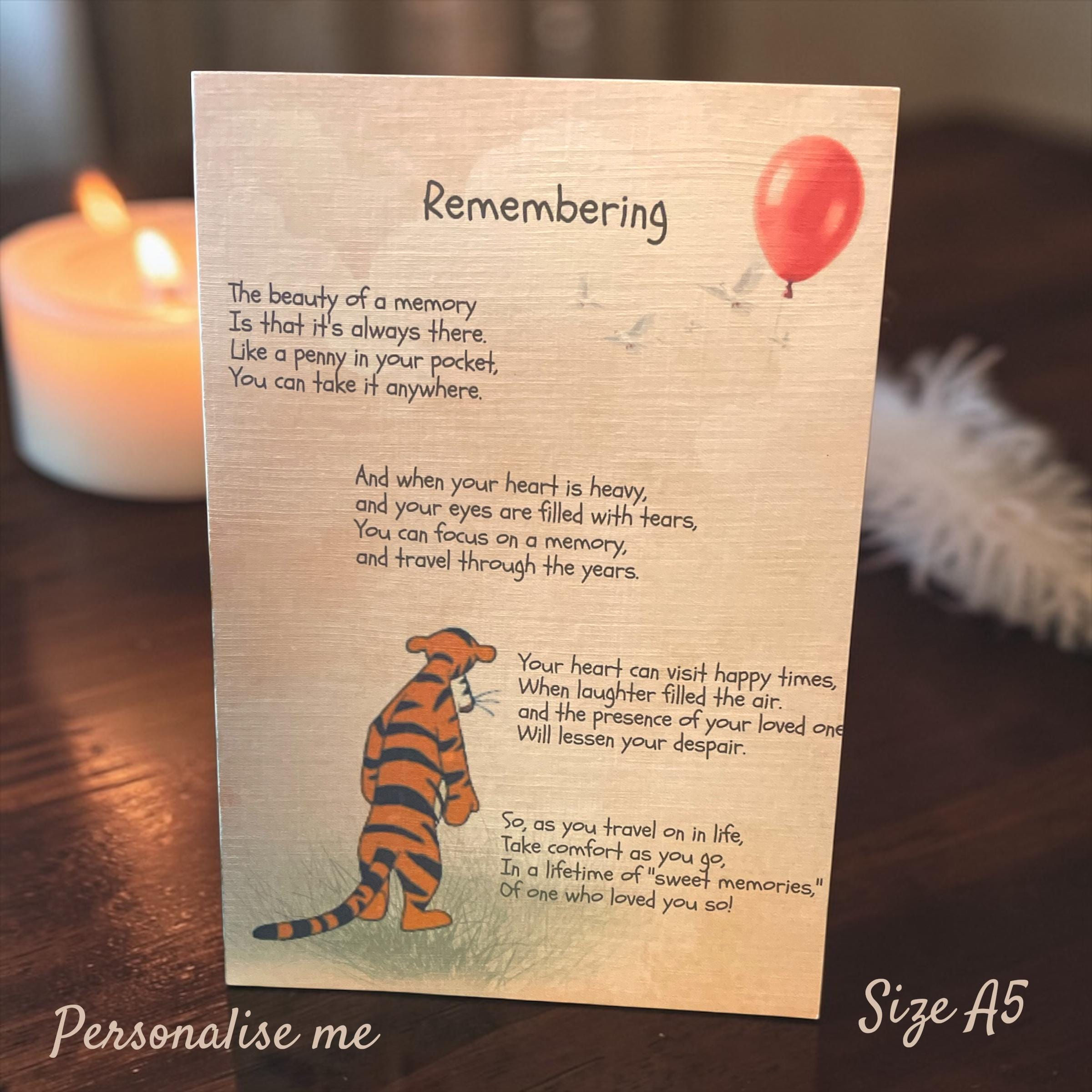 Tigger Sympathy Card, Bereavement Gift, Thinking of You