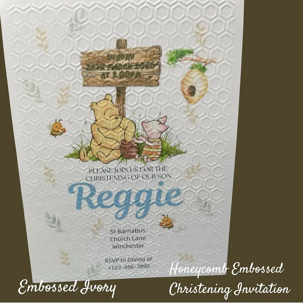 Thumbnail: Handmade Embossed Winnie the Pooh Christening Invitations with envelopes, A6 Mul
