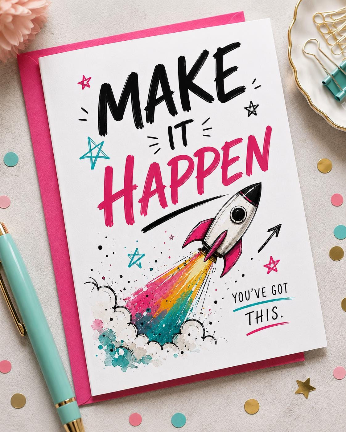 Make It Happen Card | Teen Encouragement Card | Friendship Card for Teenager | P