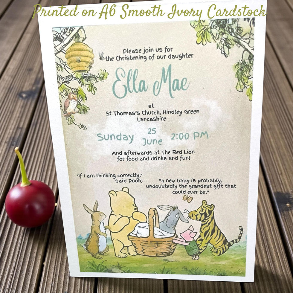 Thumbnail: Handmade Winnie the Pooh Christening Invitations with envelopes, A6 Multipacks