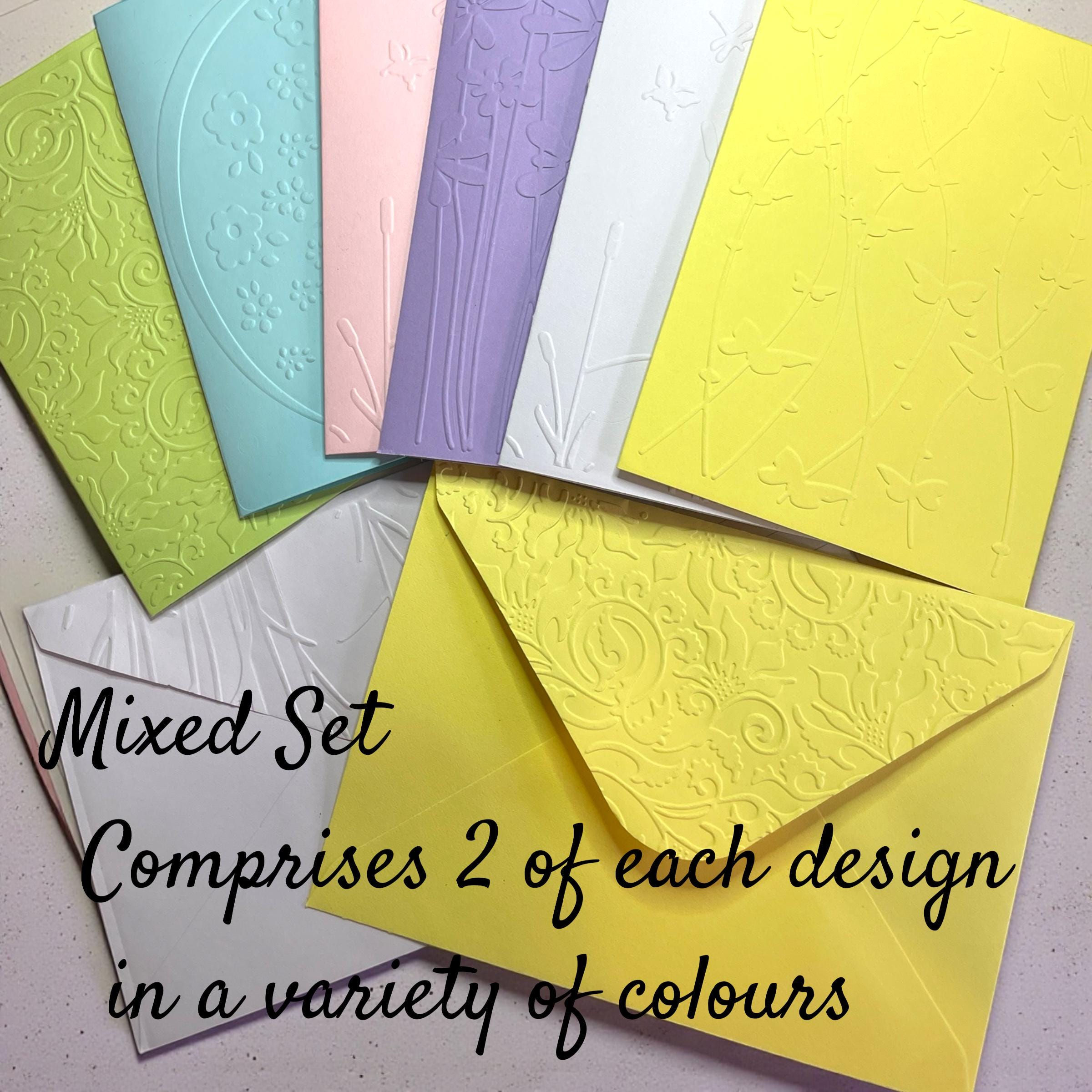 Set of 10 Embossed Blank Note Card, Handmade 6x4"