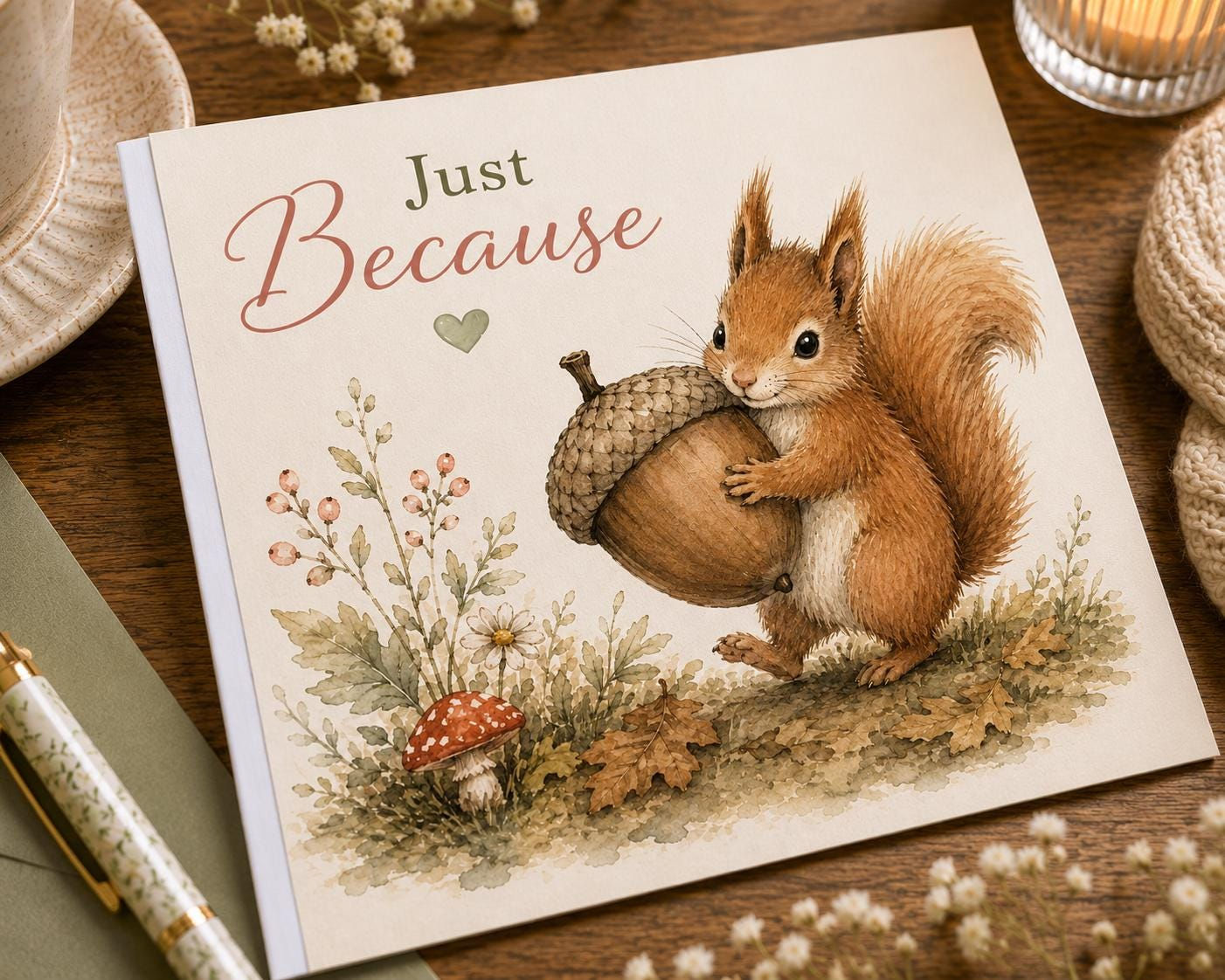 Just Because Card | Little Notes Collection | Squirrel Greeting Card | Friendshi